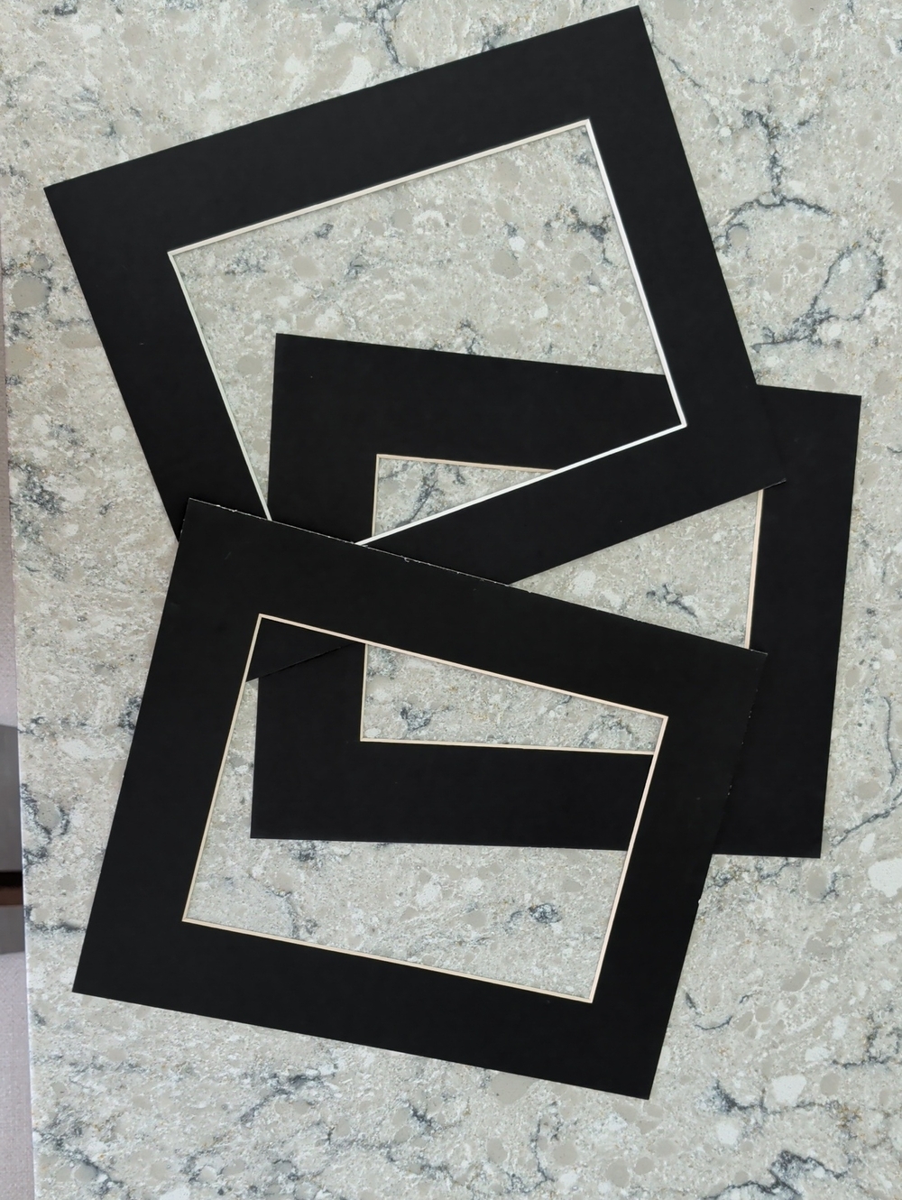 Set of 3 Black Picture Matboard 8x10 With 5x7 Opening